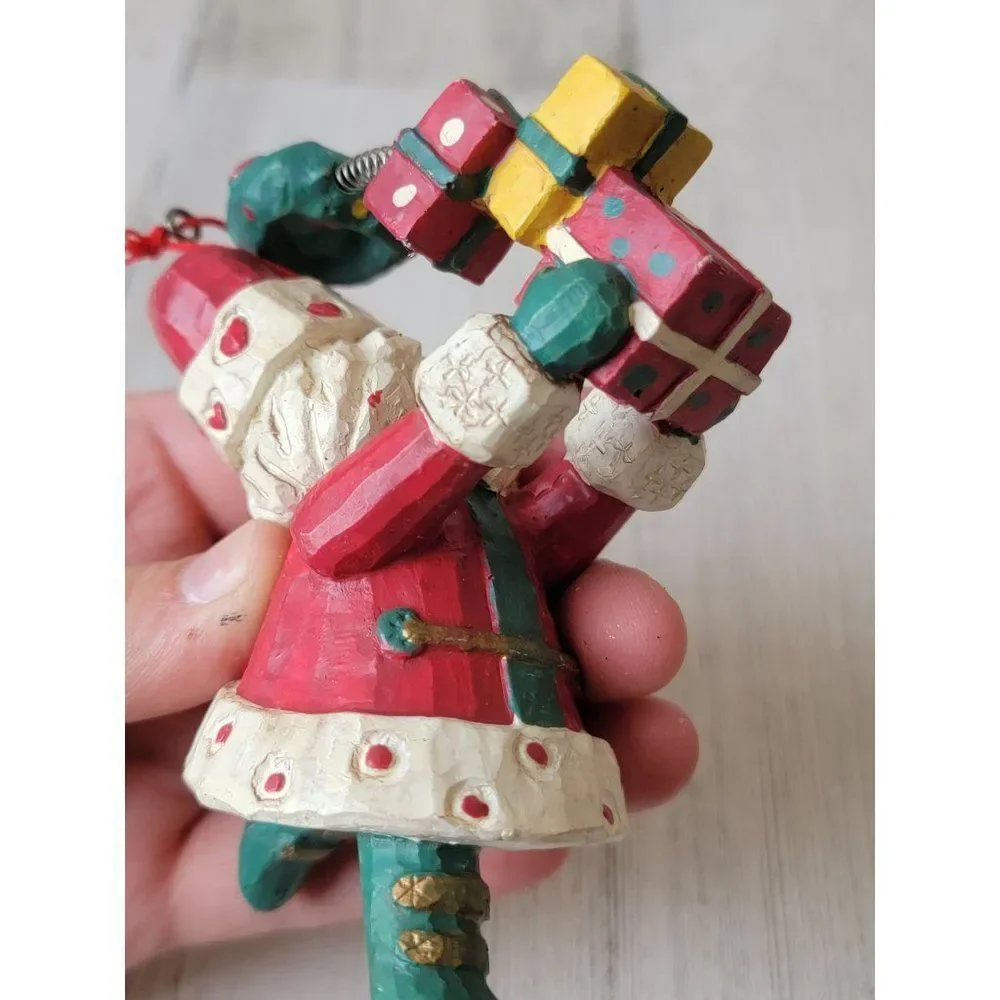 Folk art Santa Claus‎ wreath spring gifts ornaments rustic Xmas decor
